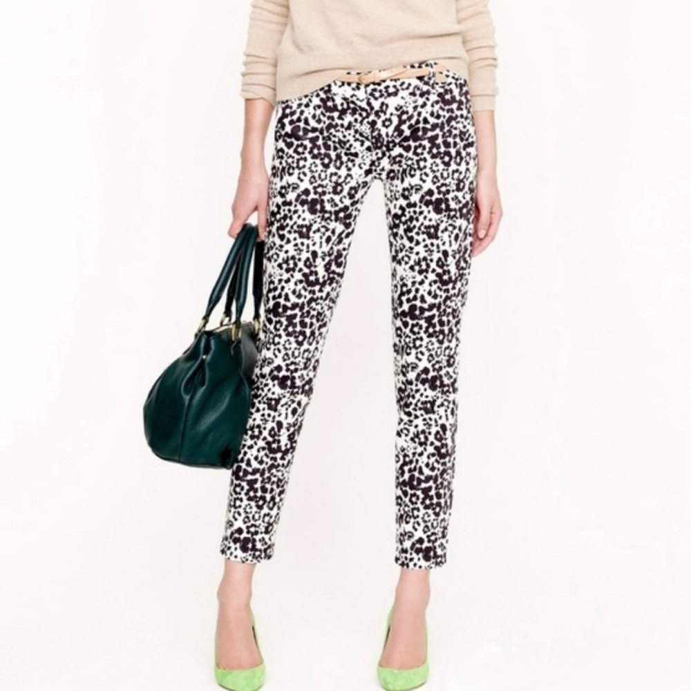 J Crew | Favorite Fit Womens Pants‎ Size Black Printed Cropped Ankle Trousers